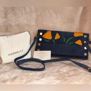 NWOT Hammitt Ryan Suede Nubuck Poppy Skies Crossbody Clutch Handbag with Dusty!